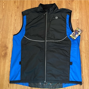 Gold's Gym Workout Apparel Reflective Vest L/XL 42-48 Black/Blue Cycling Zip NEW